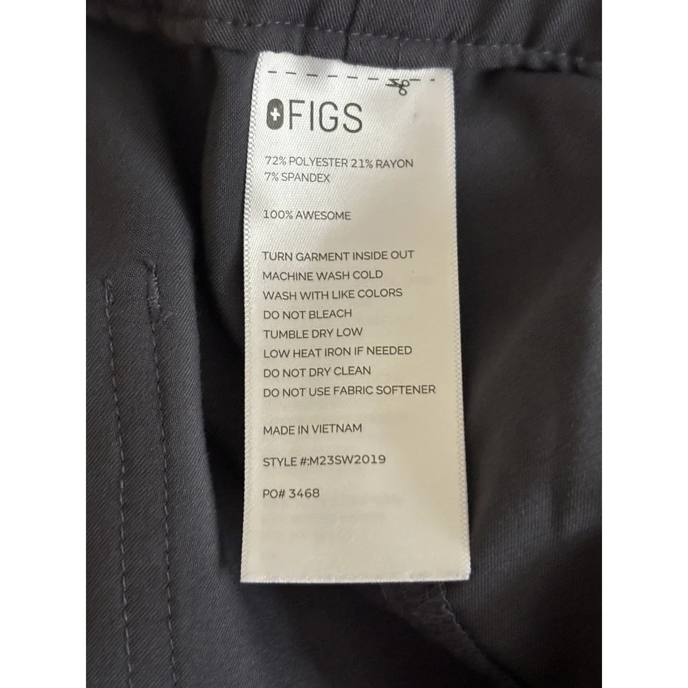 FIGS Mens Large Straight Leg Scrub Pants Charcoal Gray PO 3468